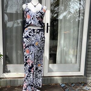 Anthropologie Floral Print Sleeveless Top and Pants Set